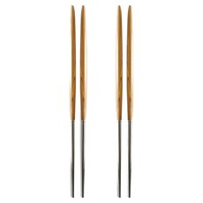 木紋把手不鏽鋼筷子, 黃色, 2個, 單品