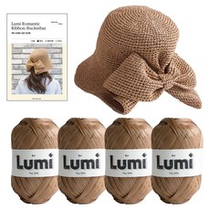 Yarna Lumi 浪漫蝴蝶結漁夫帽 4入 + 印花圖案套組, 1套, 3 沙色