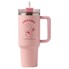BUTTERSHOP 可愛Scrabbits不鏽鋼大隨行杯, 1個, 粉紅色, 1.15L