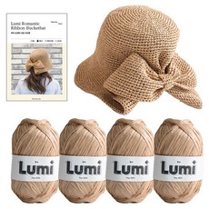 Yarna Lumi 浪漫蝴蝶結漁夫帽 4入 + 印花圖案套組, 1套, 2 米色