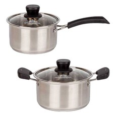 Nordic Kitchen Berme 電磁爐不鏽鋼鍋具2件組, 銀色, 1套, 單柄鍋 18cm + 雙耳鍋 20cm