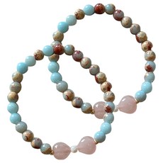 微笑裸粉色念珠, 2個, 愛心粉