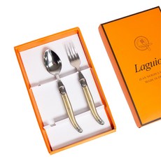 LAGUIOLE 拉吉爾 Jean Neron Laguiole 刀叉餐具晚餐禮盒組, 香檳金, 1套, 湯匙 + 叉子 + 禮盒
