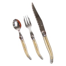 LAGUIOLE 拉吉爾 Jean Neron Laguiole 蛋糕餐具禮盒組, 香檳金, 1套, 湯匙 + 叉子 + 刀子 + 禮物盒