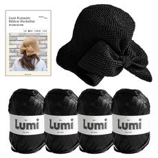 Yarna Lumi 浪漫蝴蝶結漁夫帽 4入 + 印花圖案套組, 1套, 6 黑色