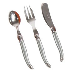 LAGUIOLE 拉吉爾 Jean Neron Laguiole 餐具禮盒3件組, 金屬銀, 1套, 湯匙 + 叉子 + 奶油刀 + 禮盒