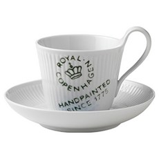 로얄코펜하겐 플루티드 시그니처 하이핸들 컵 250ml + 소서 세트, 화이트, 1세트