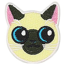 동대문단추왕 열접착식 자수 동물 와펜 패치 꾸러기샴캣, 혼합색상, 1개