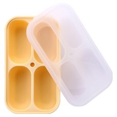 Bebelock 嬰幼兒用高階三重密封矽膠4格方塊盒, 1個, 60ml, 芥末黃