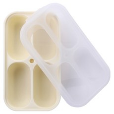 Bebelock 嬰幼兒用高階三重密封矽膠4格方塊盒, 1個, 60ml, 奶油白