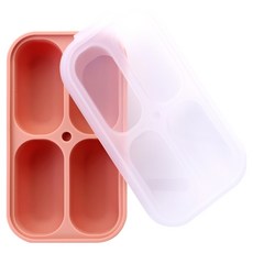 Bebelock 嬰幼兒用高階三重密封矽膠4格方塊盒, 1個, 60ml, 蜜桃粉
