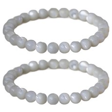 Misoroun 高級串珠風格念珠 6mm, 2個, 白色珍珠母貝