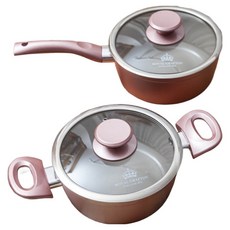 Nordic Kitchen Induction Velosa IH 陶瓷鍋具2件組, 1套, 單柄鍋 18cm + 雙耳鍋 20cm, 玫瑰金
