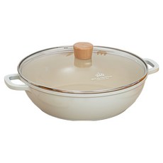 노르딕키친 인덕션 크림 IH 통주물 세라믹 전골냄비, 아이보리, 1개, 28cm