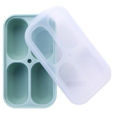 Bebelock 嬰幼兒用高階三重密封矽膠4格方塊盒, 1個, 60ml, 薄荷綠