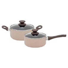 Nordic Kitchen 奶油色IH陶瓷鍋具2件組, 1套, 單柄鍋 18cm + 雙耳鍋 20cm, 米色