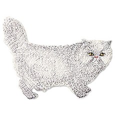 ButtonKing 熨燙式刺繡動物臂章貼片 波斯貓, 1個, 混合色