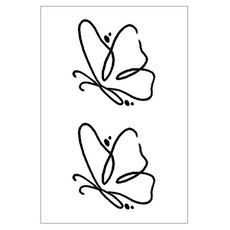 gelluna 半永久簡約蝴蝶圖案身體刺青貼紙 T-192, 1個, 單一顏色