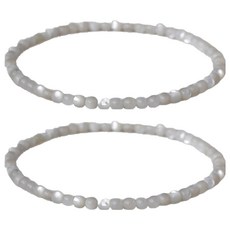 Misoroun 高級珠子風格念珠 3mm, 2個, 白色貝母