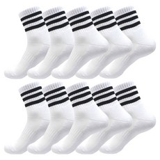 Seoul襪子 男款三線中筒雙層鞋底氣墊運動襪 10雙, 10入, 白色