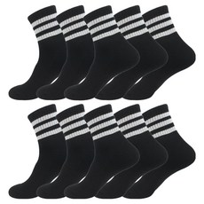 Seoul襪子 男款三線中筒雙層鞋底氣墊運動襪 10雙, 10入, 黑色