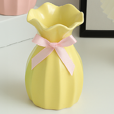 조인메이드 드라이 플라워 전용 리본 꽃병 오브제, 옐로우