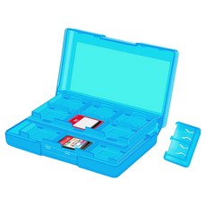 스페이스쉴드 닌텐도 스위치 시리즈 호환 게임 카드 카트리지 24슬롯 수납 정리 보관 PC 케이스, 블루, 1개