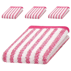 MORINO 摩力諾 美國棉抗菌防臭亮彩直紋方巾 MO674, 4條, 蜜桃紅