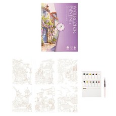 하비럽 수채화 그리기 엽서 6종 세트 14.4 x 19 cm, Alley, 1세트