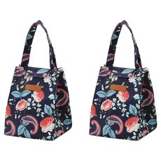 輕量保溫保冷午餐便當袋 BRP271, 海軍藍玫瑰, 2個