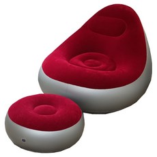 라이크스 푹신한 1인용 에어 소파 + 스툴 세트, 레드