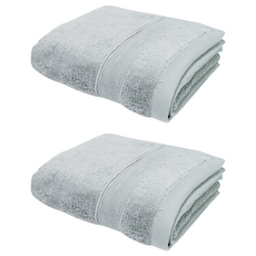 MORINO 摩力諾 石墨烯素色緞條毛巾 MO780, 2條, 灰色