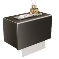 Barom Mall 免鑽孔簡約衛生紙架 20.5 x 12 x 12 cm, 1個, 黑色