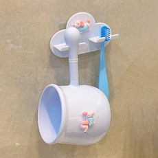 몬드스팟 올인원 벽걸이 강아지 양치컵 + 걸이 세트 400ml YY57894, 블루, 1세트