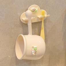 몬드스팟 올인원 벽걸이 강아지 양치컵 + 걸이 세트 400ml YY57894, 옐로우, 1세트