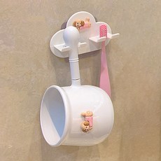 몬드스팟 올인원 벽걸이 강아지 양치컵 + 걸이 세트 400ml YY57894, 화이트, 1세트