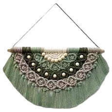 파라다이소 PSD홈데코 달빛을 품은 숲 인테리어 벽장식 반달 마크라메, 그린