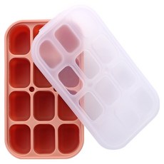 Bebelock 頂級三重密封矽膠副食品分裝盒 12格, 20ml, 1個, 蜜桃粉