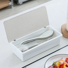 하루이 심플 휴대용 뚜껑 수저통, 아이보리, 1개