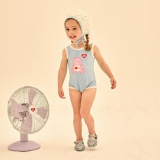 케어베어 여아용 러브어랏베어 원피스 스윔수트 + 수영모 세트
