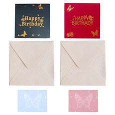 Khohimo 3D蛋糕立體生日賀卡2件組 5W0321, 混合色, 1套