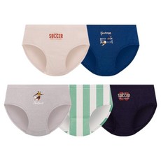 엠알키즈 남아용 사커 무형광 순면 학생 삼각팬티 5종 세트