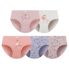 mrkids 女童用Giselle無螢光純棉三角內褲5件組