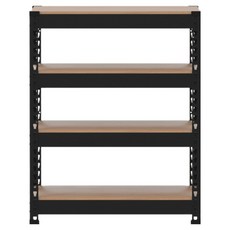 SPEEDRACK 韓國製造 免螺絲組裝式鐵製角鋼架, 4欄, 黑色