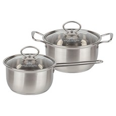 ROYAL GRAFTON Nordic Kitchen Arsen IH 不鏽鋼鍋具2件組, 銀色, 1套, 單柄鍋 18cm + 雙耳鍋 20cm