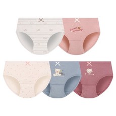 mrkids 女童用 Love Bear 無螢光純棉三角內褲5件組