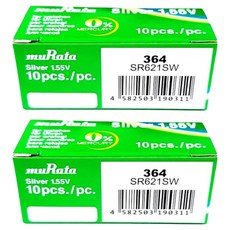무라타 코인형 시계 건전지 SR621SW/364, 2개, 10개입