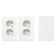 Legrand 羅格朗 Apela 白色 Simple 直立型2孔嵌入式插座 45度插針式 2p + 盲蓋板套組, 1套