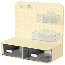 韓系桌面洞洞設計抽屜收納盒, 1層, 米黃