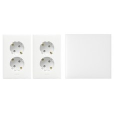 Legrand 羅格朗 Apella 白色 Simple 2孔嵌入式插座 45度針腳型 2p + 2孔用盲蓋板 套組, 1套